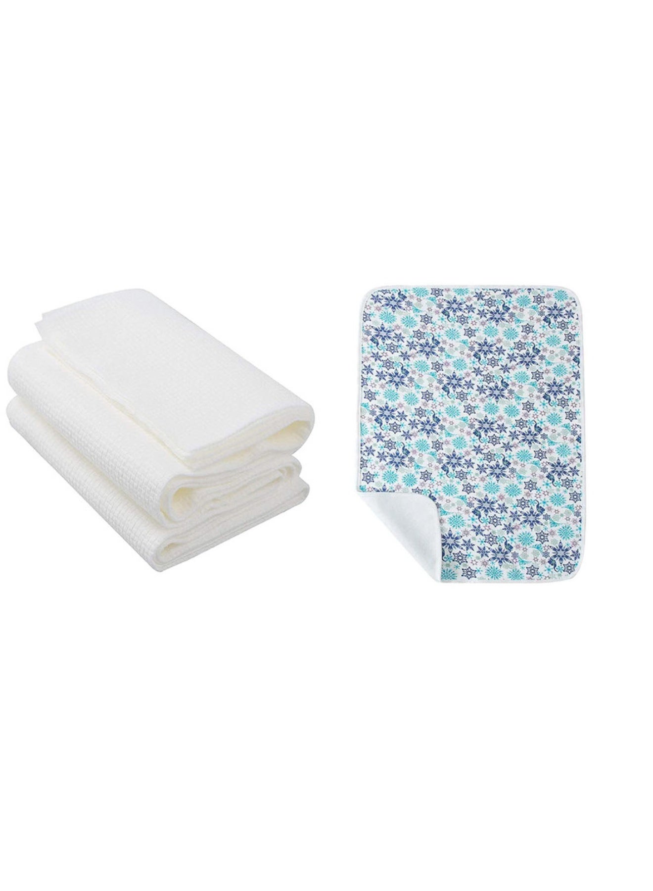 STAR BABiES Combo Pack Reusable Changing Mat With Disposable Towel Pack Of 3 Printed Flower Blue