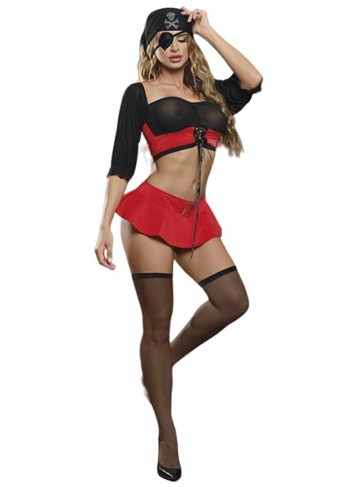 Lingerie, Costume Babydoll, Short Playsuits, Elegant Women's Nightgown from Four H, Code 287 (Black and Red, XS)  - Image 2