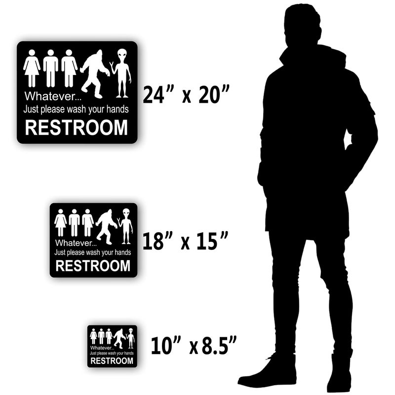 Work House Signs Just Please Wash Your Hands Bigfoot Alien Sign - Inclusive Sign - Bathroom Door - Funny Signs - Bathroom Wall Decor - Kids Toilet - Bathroom Decorations - Restroom Sign - Home Signs - 8.5""X10"" - Image 3