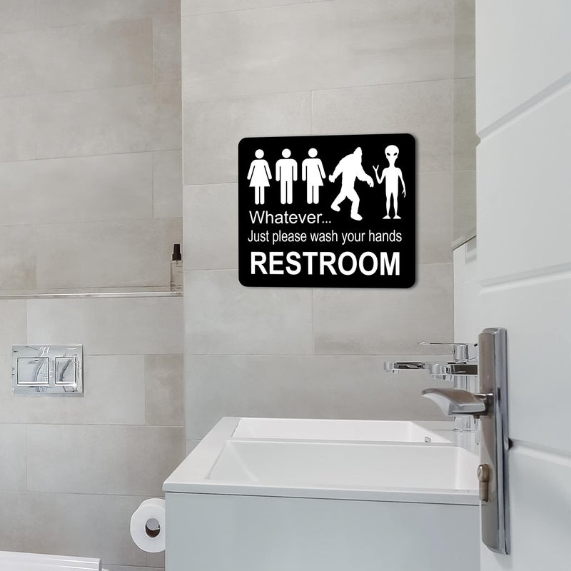 Work House Signs Just Please Wash Your Hands Bigfoot Alien Sign - Inclusive Sign - Bathroom Door - Funny Signs - Bathroom Wall Decor - Kids Toilet - Bathroom Decorations - Restroom Sign - Home Signs - 8.5""X10"" - Image 4