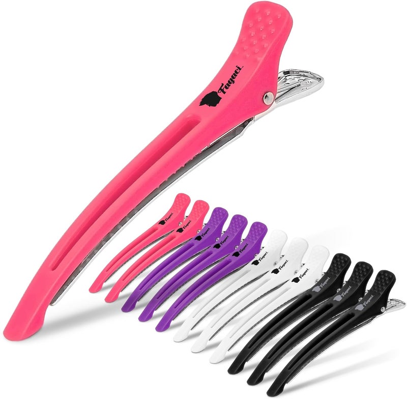 Fagaci Firm Grip Hair Clips with Silicone Band  Duckbill Sectioning and Styling Clips Durable Alligator Clips for Womens Hair Long Duck Billed Salon Clips