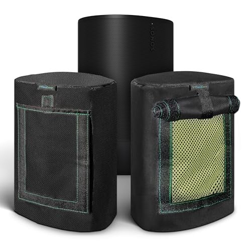 SoundCover Black 600D Weatherproof Speaker Cover Custom Fit for Sonos Move Bluetooth Speaker with SoundFlap - Image 1