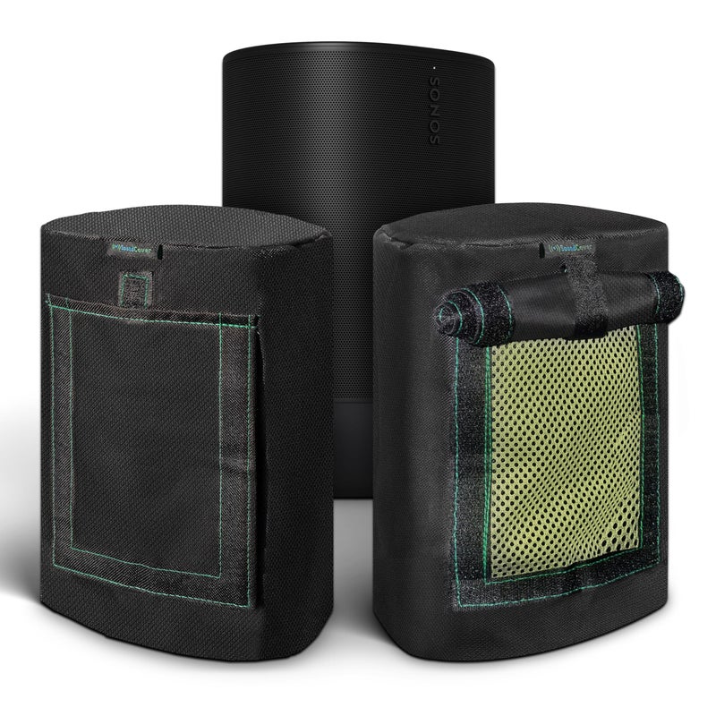 SoundCover Black 600D Weatherproof Speaker Cover Custom Fit for Sonos Move Bluetooth Speaker with SoundFlap - Image 2