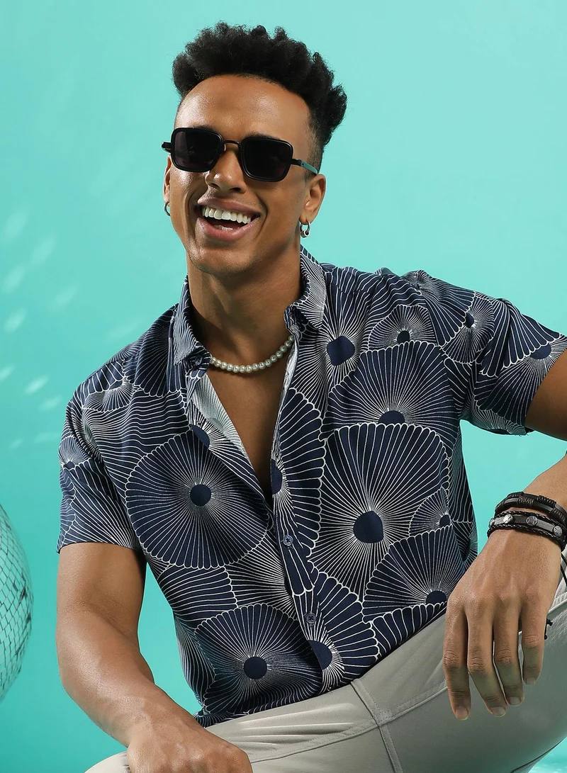 كامبوس سوترا قميص بأزرار وطبعة فطر للرجال