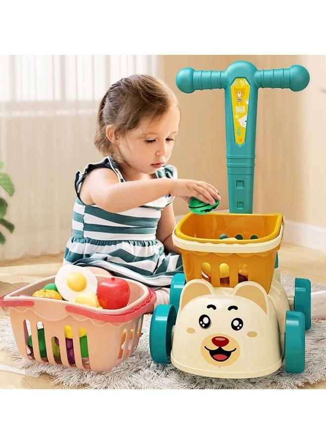 Kids Shopping Cart Trolley Play Set Mini Little Shop Shopping Trolley Toy Mini Supermarket Cart Pretend Play Set for Kids Shipping Car Play House Game Pretend Play Kitchen Game  - Image 4