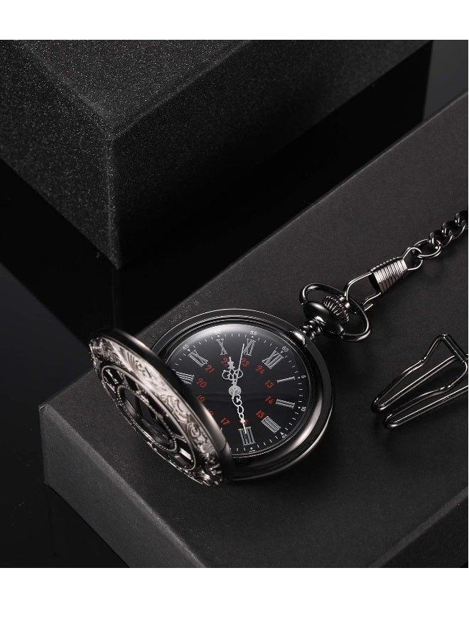 ساعة جيب عتيقة من الفولاذ للرجال مع سلسلة - Image 3