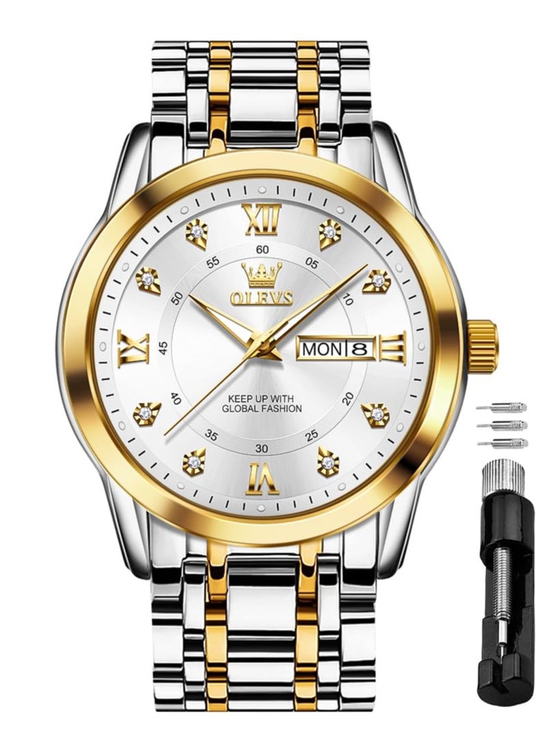 OLEVS Watch for Men Business Diamond Easy Read Men's Wrist Watches Analog Luxury Date Stainless Steel Waterproof Luminous Dress Mens - Image 1