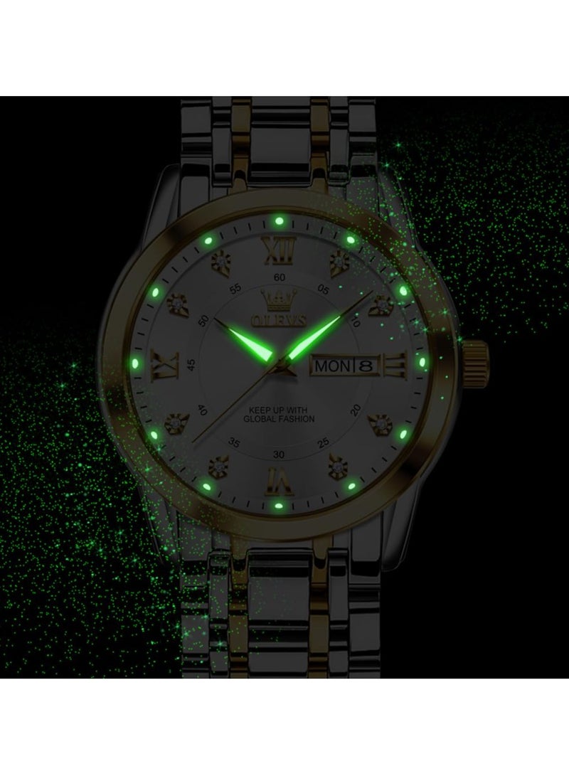 OLEVS Watch for Men Business Diamond Easy Read Men's Wrist Watches Analog Luxury Date Stainless Steel Waterproof Luminous Dress Mens - Image 4