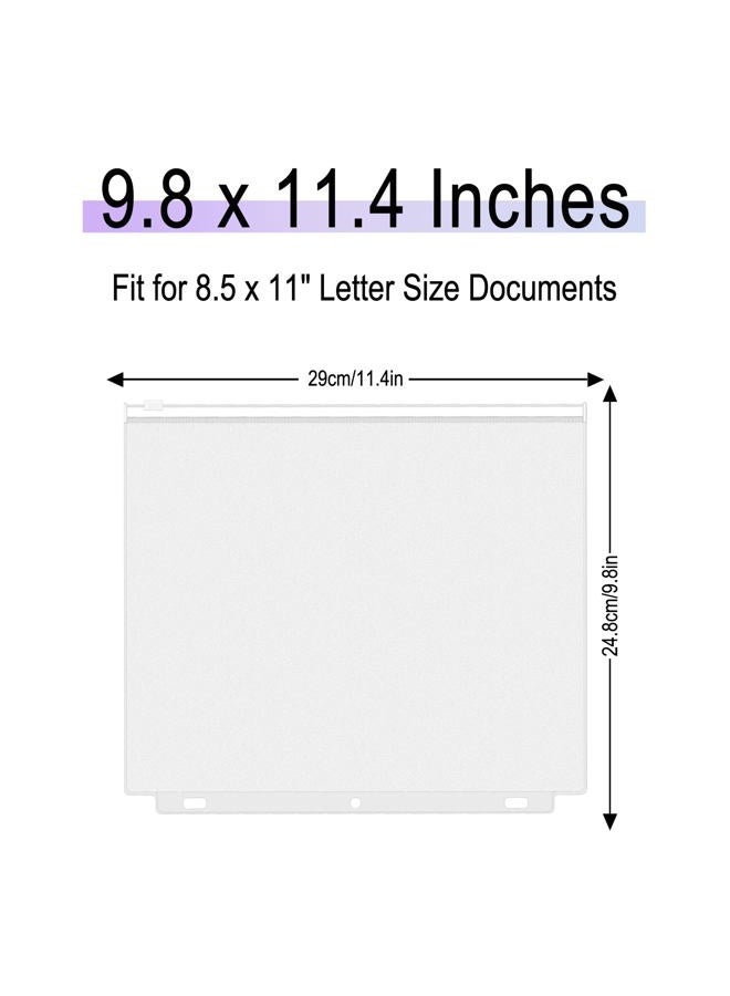 Antner 8 Pack Clear Letter Size Binder Pockets 3 Ring Binder Zipper Pouch Document Organizer, Waterproof PVC 3-Hole Loose Leaf File Bags Insert Sleeves Page Sheet Protectors Business Office Supplies - Image 2