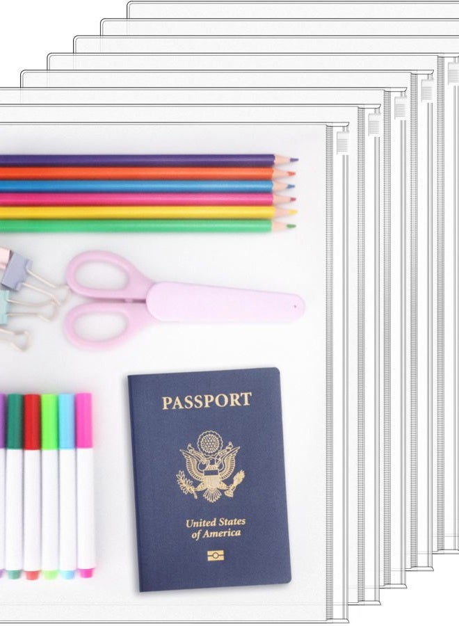 Antner 8 Pack Clear Letter Size Binder Pockets 3 Ring Binder Zipper Pouch Document Organizer, Waterproof PVC 3-Hole Loose Leaf File Bags Insert Sleeves Page Sheet Protectors Business Office Supplies - Image 1