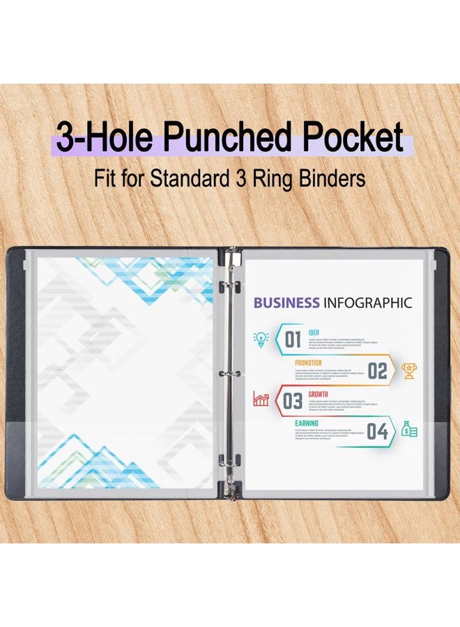 Antner 8 Pack Clear Letter Size Binder Pockets 3 Ring Binder Zipper Pouch Document Organizer, Waterproof PVC 3-Hole Loose Leaf File Bags Insert Sleeves Page Sheet Protectors Business Office Supplies - Image 4