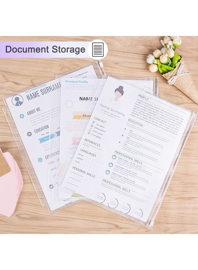 Antner 8 Pack Clear Letter Size Binder Pockets 3 Ring Binder Zipper Pouch Document Organizer, Waterproof PVC 3-Hole Loose Leaf File Bags Insert Sleeves Page Sheet Protectors Business Office Supplies - Image 5