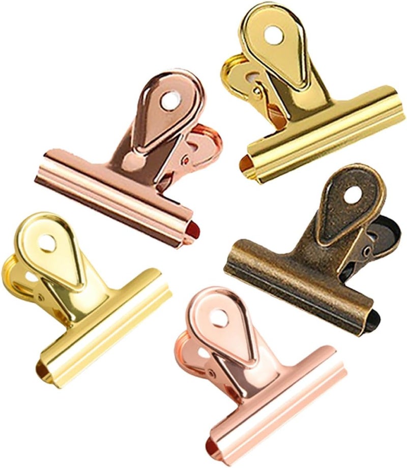Gadpiparty 5pcs Multi-Color Stainless Steel Binder Clips 40mm, Vibrant Paper Clamps for Office and Home Document Filing and Paper Organization Random Color - Image 1