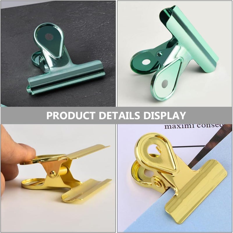 Gadpiparty 5pcs Multi-Color Stainless Steel Binder Clips 40mm, Vibrant Paper Clamps for Office and Home Document Filing and Paper Organization Random Color - Image 5