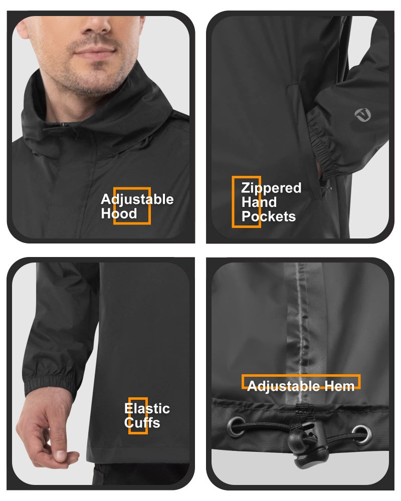 Outdoor Ventures Men's Rain Jacket Waterproof Lightweight Packable Rain Pullover for Hiking Golf Running - Image 5