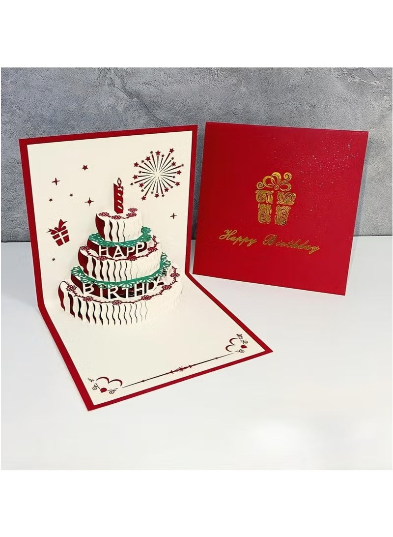 Cake Design 3D Pop-Up Card, Greeting Card for Birthday, Sturdy and Solid Cardstock Gift Card with Envelope and Thank You Card.15X15CM - Image 2