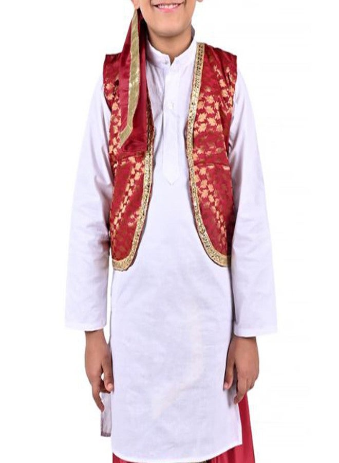 DESI ANDAAZ Punjabi Costume Dress Folk Dance Boys Set of 4(Kurta,Lungi,Jacket& Turra) Indian State Giddha Baisakhi Bhangra Dance Dress for Kids - Image 4