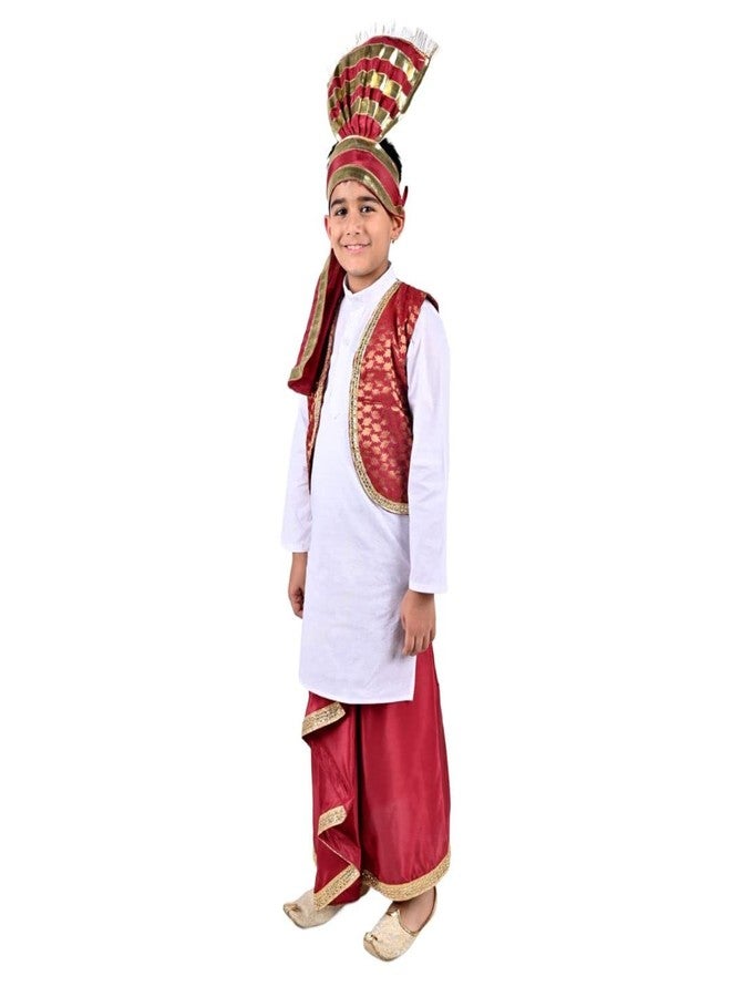 DESI ANDAAZ Punjabi Costume Dress Folk Dance Boys Set of 4(Kurta,Lungi,Jacket& Turra) Indian State Giddha Baisakhi Bhangra Dance Dress for Kids - Image 5