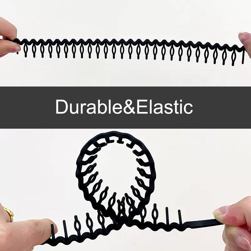 LAPOHI 10 PCS Non Slip Fashion Effortless Plastic Headbands with Teeth Comb Skinny Hair Bands for Women Men Teen Girls, Long Teeth Matte Black - Image 3