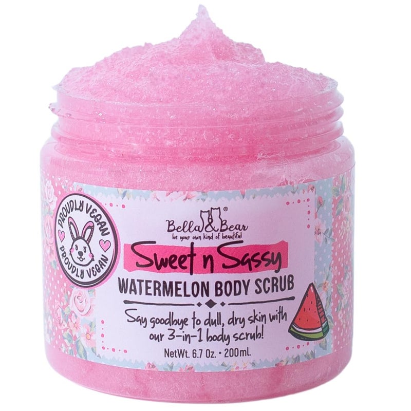 Bella and Bear Bella & Bear Sweet n Sassy Watermelon Body Scrub, 3-in-1, 6.7 Oz, Exfoliating, Cleansing, Moisturizing - Image 1