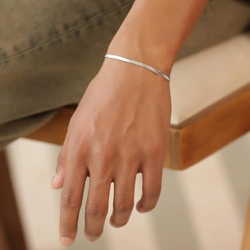 MILLER Stainless Steel Chain Hand Bracelet for Man - Gift Stylish Mens Bracelet Anti-Tarnish Waterproof Jewelry Accessories Bracelets | Gifts for Mens & Boys (Snake Silver - 3mm) - Image 2
