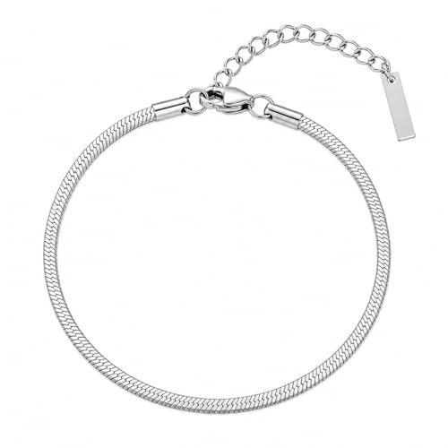 MILLER Stainless Steel Chain Hand Bracelet for Man - Gift Stylish Mens Bracelet Anti-Tarnish Waterproof Jewelry Accessories Bracelets | Gifts for Mens & Boys (Snake Silver - 3mm) - Image 1