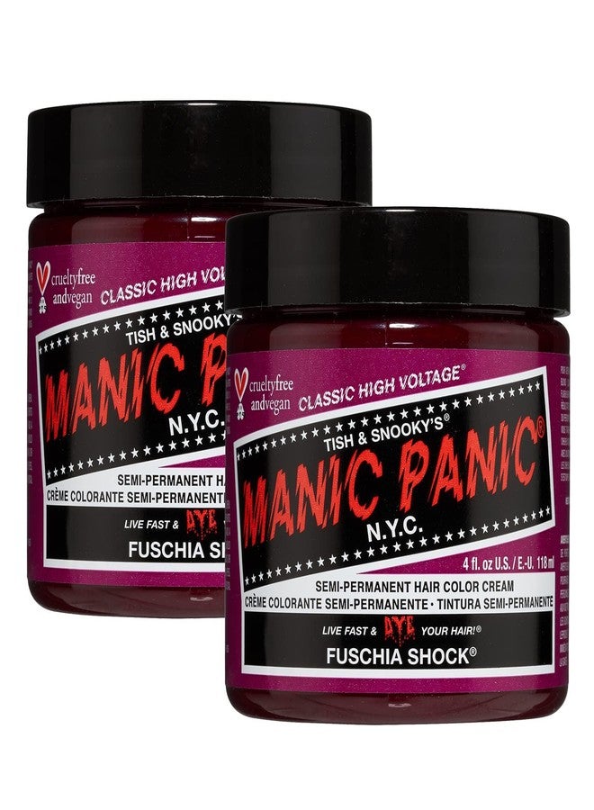 MANIC PANIC Classic Fuschia Shock Semi Permanent Hair Color - Dark Pink Hair Dye for Women & Men That Lasts 4-6 Weeks - Vegan, Ammonia & Cruelty-Free - Create & Mix Custom Shades (2 Pack) - Image 1