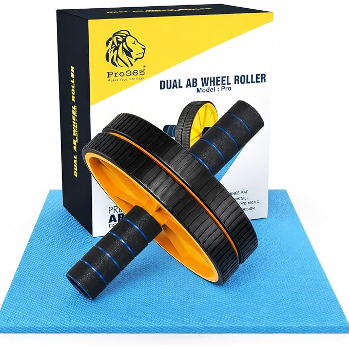 PRO365 Double Ab Wheel Roller Core Abdominal Workout With Knee Mat (Random Color) - Image 4
