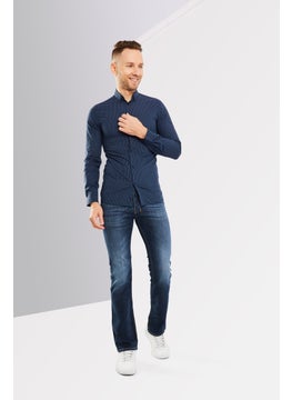THE KOOPLES Men Slim Fit Allover Print Long Sleeves Casual Shirt, Blue  - Image 2