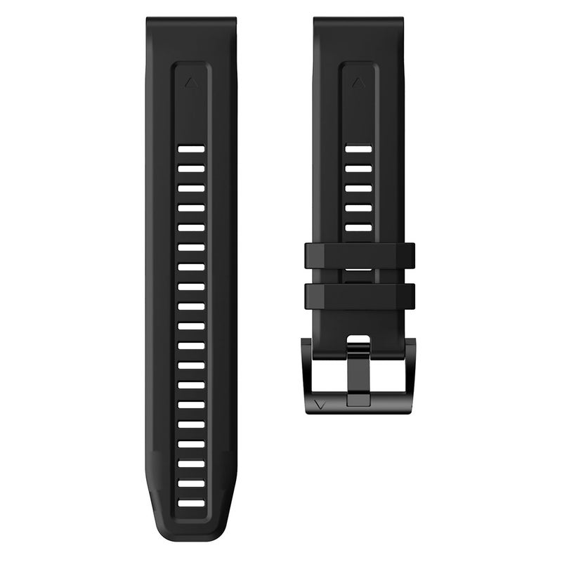 S-TOP For Garmin Fenix 6 Sapphire GPS Metal Buckle Solid Color Silicone Watch Band(Black) - Image 2