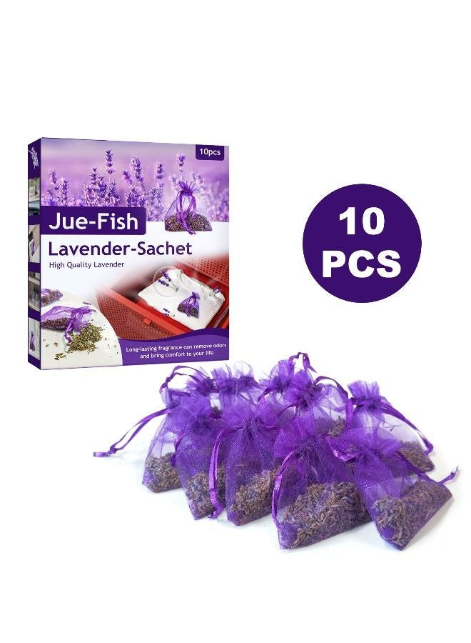 JUE-FISH Eco-Friendly Lavender Sachet Bags 10 Pcs - Lavender Sachets - Used for wardrobes, Drawers, Closets, Shoe cabinets and Cars, Fresh Fragrance - Suitable for Home Decoration - Can Carry The Sachet - Image 1