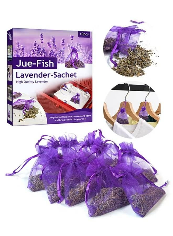 JUE-FISH Eco-Friendly Lavender Sachet Bags 10 Pcs - Lavender Sachets - Used for wardrobes, Drawers, Closets, Shoe cabinets and Cars, Fresh Fragrance - Suitable for Home Decoration - Can Carry The Sachet - Image 2