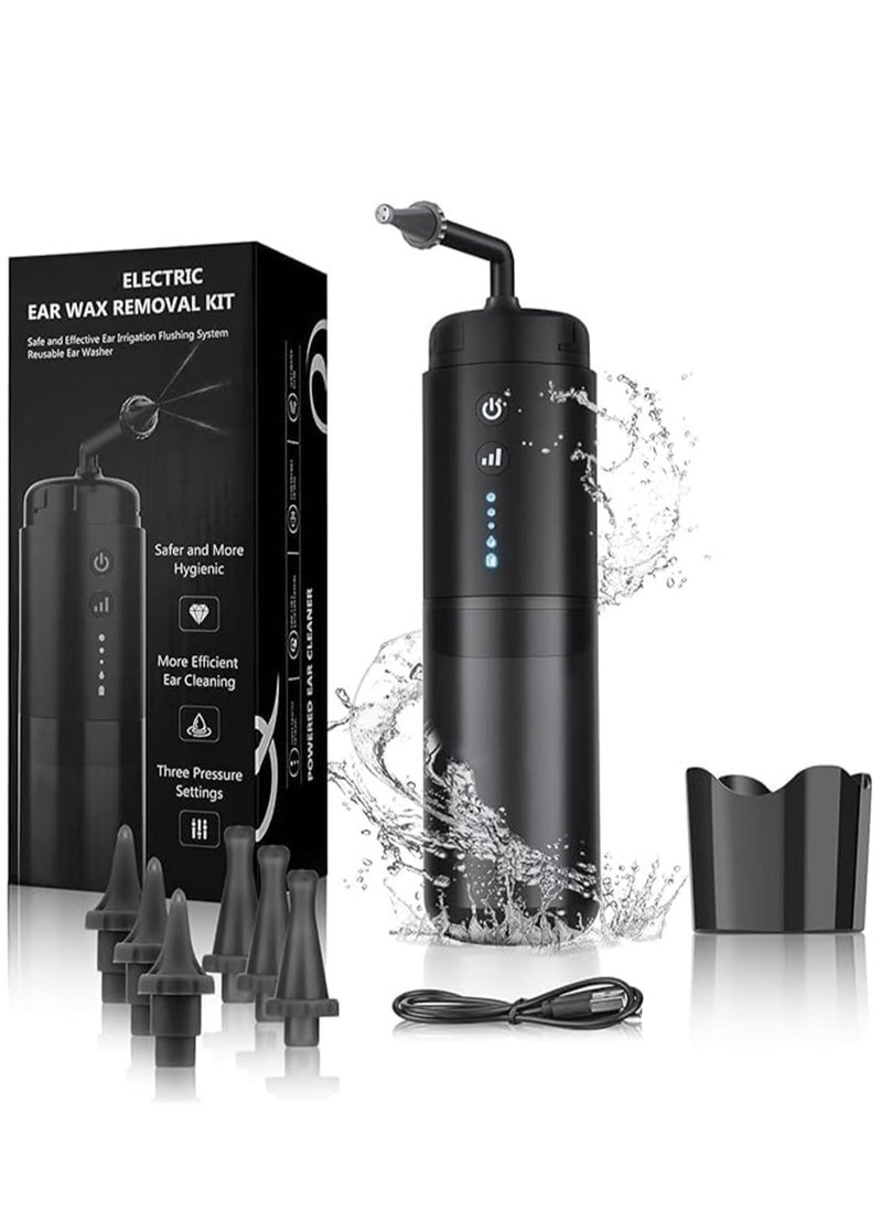 Fanski Ear Wax Removal Kit,Water Powered Ear Cleaner with 3 Pressure Modes, Ear Irrigation Flushing System Waterproof Electric Ear Cleaning Tool for Adults & Kids with Basin & 6 Tips(Black)  - Image 1