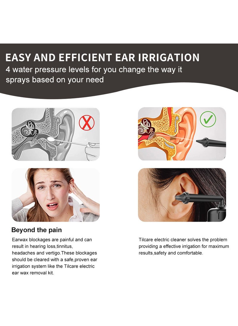 Fanski Ear Wax Removal Kit,Water Powered Ear Cleaner with 3 Pressure Modes, Ear Irrigation Flushing System Waterproof Electric Ear Cleaning Tool for Adults & Kids with Basin & 6 Tips(Black)  - Image 2