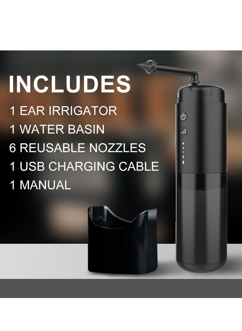 Fanski Ear Wax Removal Kit,Water Powered Ear Cleaner with 3 Pressure Modes, Ear Irrigation Flushing System Waterproof Electric Ear Cleaning Tool for Adults & Kids with Basin & 6 Tips(Black)  - Image 3