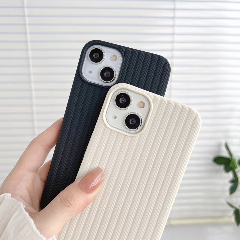 HuHa Protective Cover For iPhone 16 Pro Weave Texture TPU Phone Case(Black) - Image 4