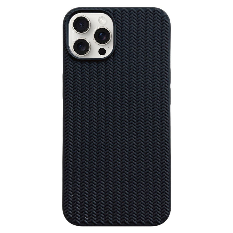 HuHa Protective Cover For iPhone 16 Pro Weave Texture TPU Phone Case(Black) - Image 1