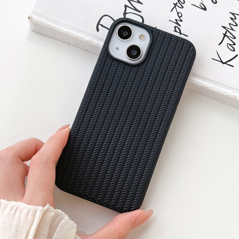HuHa Protective Cover For iPhone 16 Pro Weave Texture TPU Phone Case(Black) - Image 2