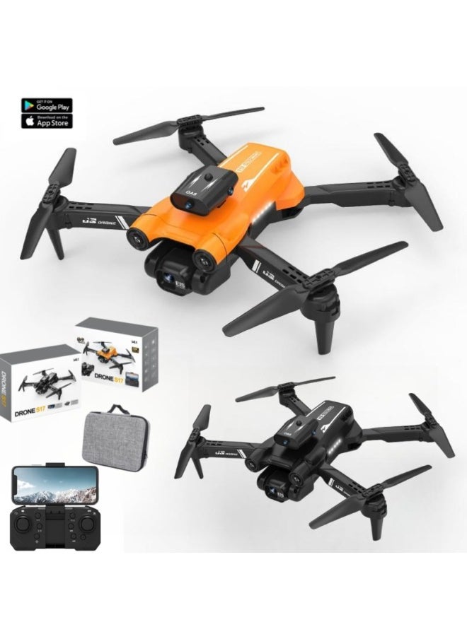 Generic - JS17 Color Light Obstacle Avoidance UAV HD Aerial Photography Folding Remote Control Aircraft Four-axis Aircraft-Color:S17-Black-[electric Tuning] HD Dual Camera + Five-side Obstacle Avoidance + Intelligent High-altitude Aerial Photography-Specifications:Second Electric Version - Image 1