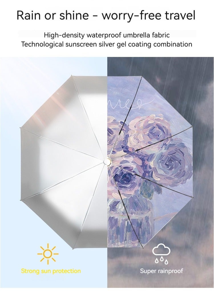 مظلة سفر صغيرة قابلة للطي - حماية من الشمس والمطر بعامل حماية من أشعة الشمس 50+، تصميم صغير ومدمج وخفيف الوزن يناسب الجيب أو الحقيبة - Image 3