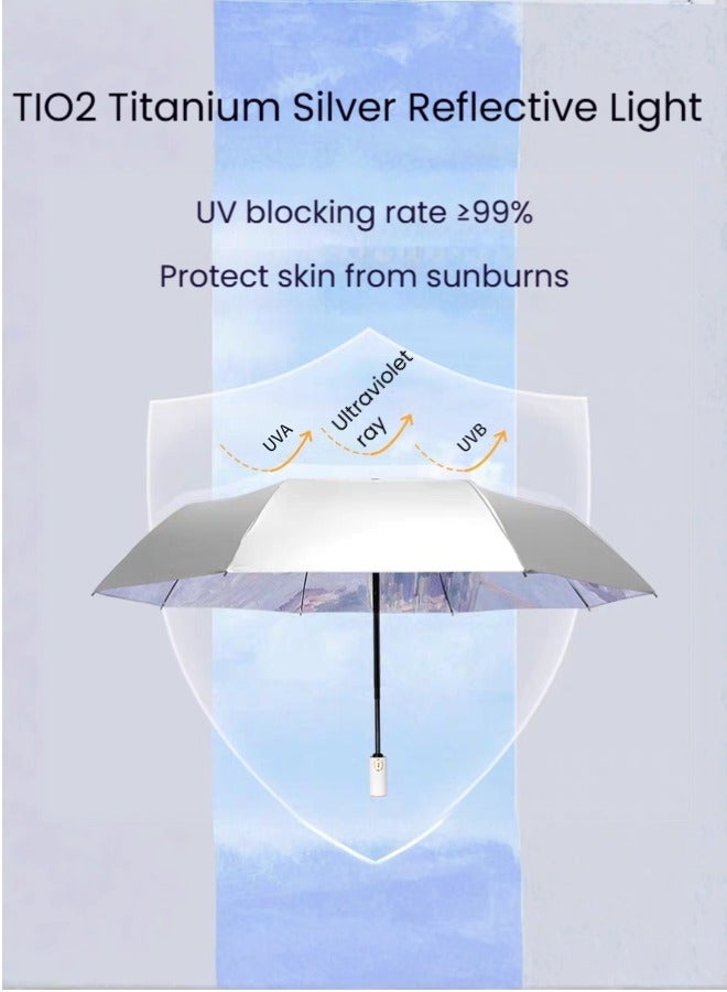 مظلة سفر صغيرة قابلة للطي - حماية من الشمس والمطر بعامل حماية من أشعة الشمس 50+، تصميم صغير ومدمج وخفيف الوزن يناسب الجيب أو الحقيبة - Image 4