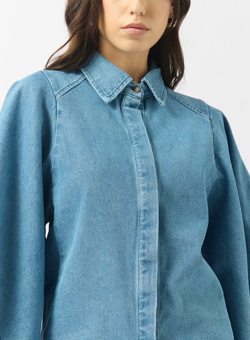 Ginger Denime Cape Sleeve Shirt - Image 3