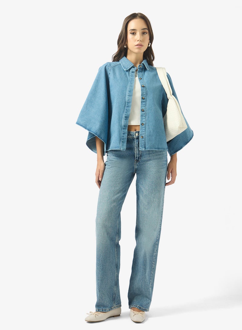 Ginger Denime Cape Sleeve Shirt - Image 4