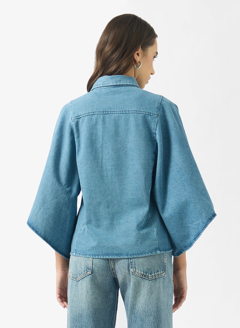 Ginger Denime Cape Sleeve Shirt - Image 2