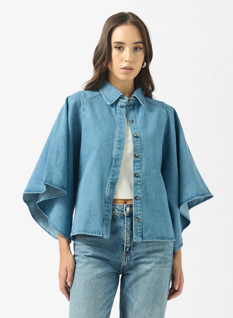 Ginger Denime Cape Sleeve Shirt - Image 1