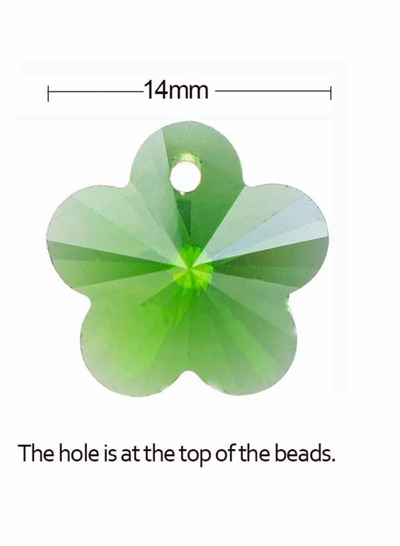 NIBEMINENT Crystal Flower Beads, 100pcs 14mm ertical Hole Multicolor Glass Beads for Jewelry Making Chandelier Parts, Earring, Bracelets, Necklaces,  - Image 4