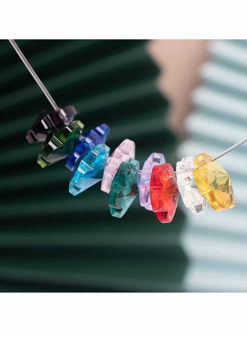 NIBEMINENT Crystal Flower Beads, 100pcs 14mm ertical Hole Multicolor Glass Beads for Jewelry Making Chandelier Parts, Earring, Bracelets, Necklaces,  - Image 2