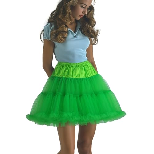 Shimaly Women's Princess Layered Puffy Skirt Mini Tutu Skirt Short Petticoat (S-M, Green) - Image 4