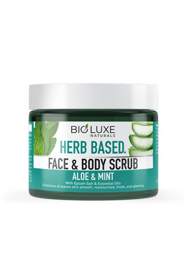 BIOLUXE Bioluxe Naturals Herb Based Face & Body Scrub 325ml, Aloe & Mint, Leaves Skin Smooth, Moisturized