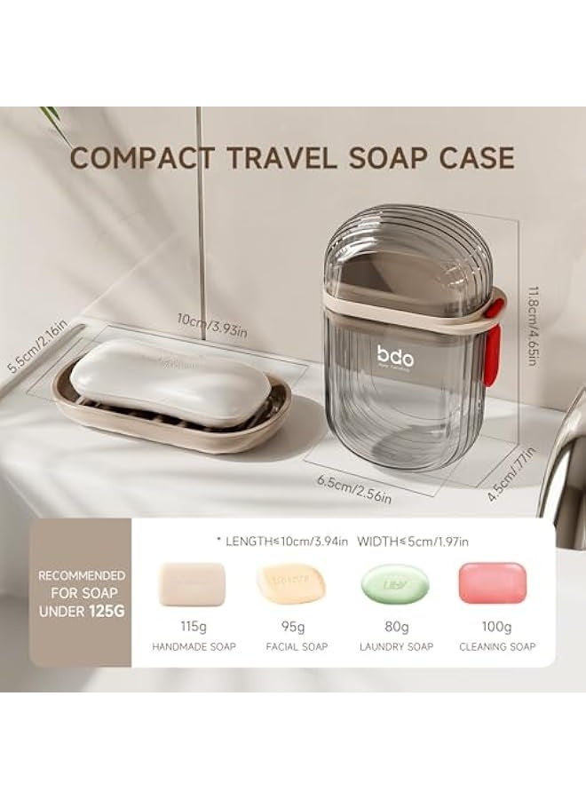 نيبمينينت حافظة صابون سفر مدمجة، صندوق صابون محكم 100% مع غطاء، حامل صابون للحركة، حاوية صابون محمولة للنادي، المدرسة، التخيم، الرحلات، الأنشطة الخارجية - بيج وواضح - Image 2